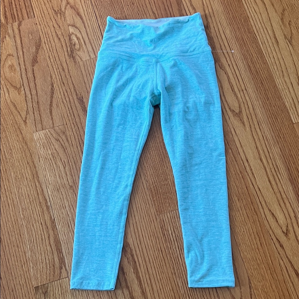 Beyond Yoga high rise space dye light Blue Leggings like new tummy panel XS